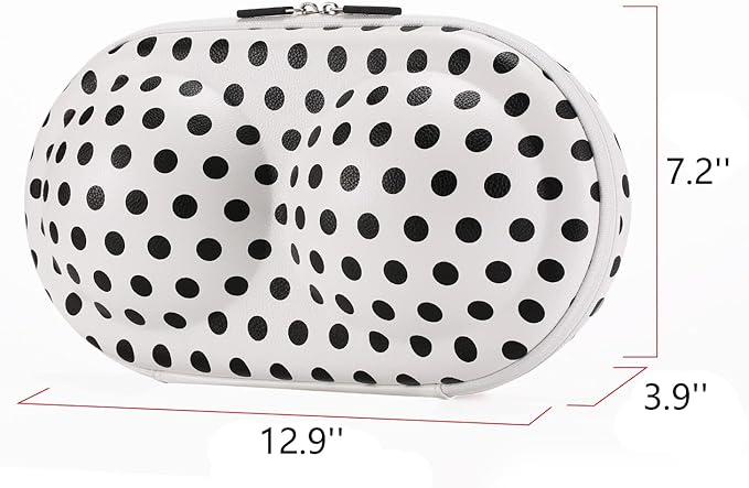 Bra Case Premium Lingerie Travel Bag Zip Underwear Organizer Bag for A-C Cup (Black Dot)