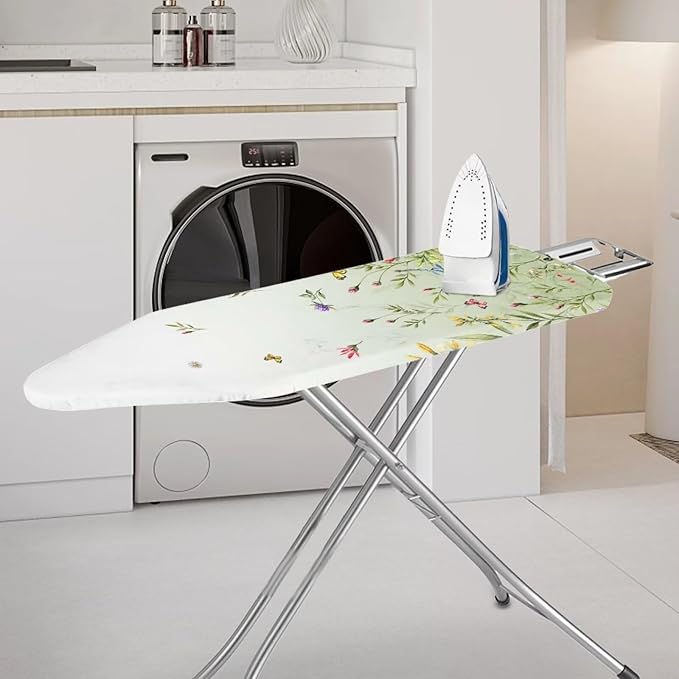 Simple Floral Ironing Board Cover Scorch and Stain Resistant Pressing Cloth for Ironing Waterproof Soft Iron Board Cover with Thick Padding