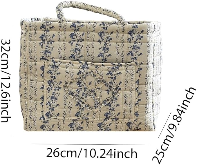 Quilted Laundry Basket Floral Storage Basket Cute Fabric Laundry Baskets Large Boho Foldable Nursery Hamper (Floral09)