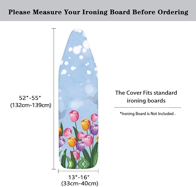 Flashideas Colorful Flowers Ironing Board Cover Universal Stretchy Stain Reisstant Cover for Ironing Board with Adjustable Straps Ironing Board Accessories