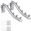 Folding Wall Mounted Clothes Hanger, Stainless Steel Cloth Rack, 2 Pack Laundry Hangers Metal Wall Mount Clothing Multiple Hook with Swing Arm Wardrobe Organizer Coat Hook for Bathroom, Bedroom, Room