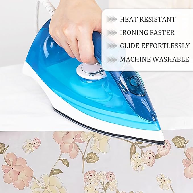 Cotton Ironing Board Cover,35x12in 39x13in 43x13in 47x15in Ironing Board Cover and Pad Standard Size Homes Iron Board Cover Ironing Cover and Pad(Light Yellow,43x13in)