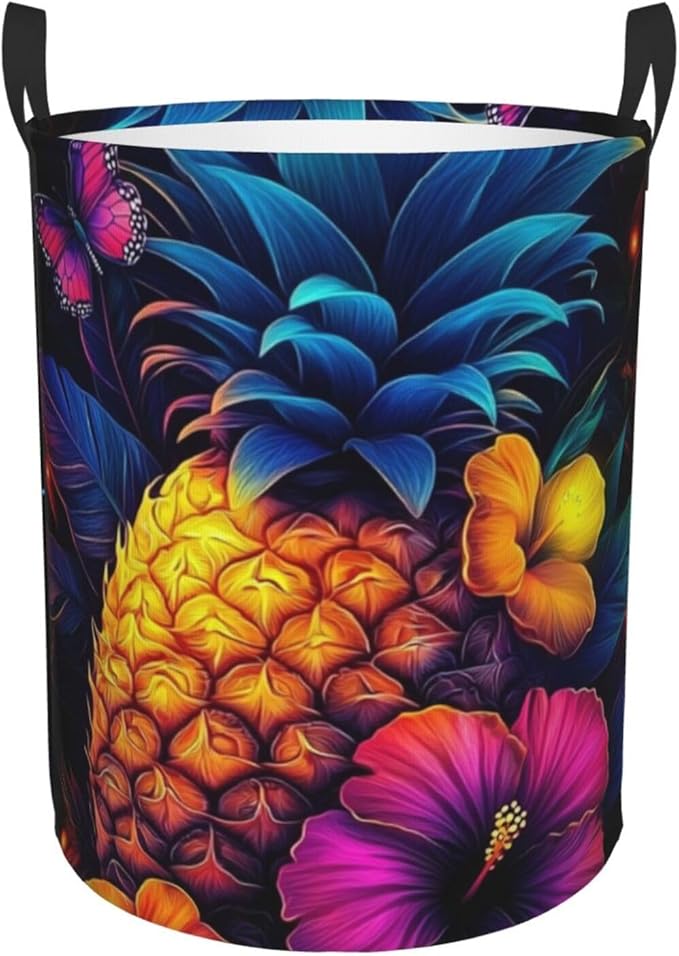 Pineapple Print Laundry Basket For Storage Bins Gift Baskets Bedroom Clothes Hamper