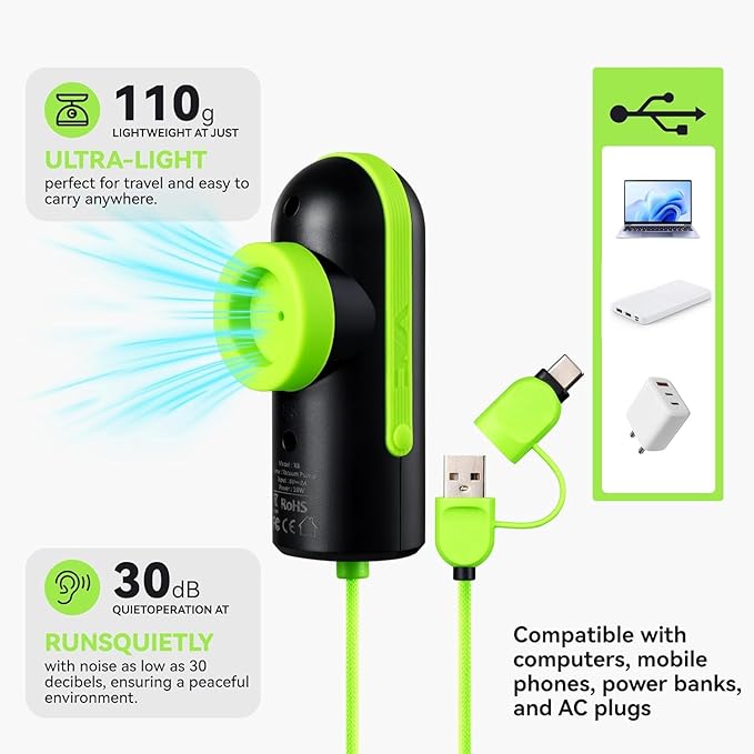 Travel Vacuum Storage Bags with USB and TYPE C Pump, 9 Pack Carry-On Size Compression Packing Bags for Luggage and Suitcase, Space Saver for Clothes and Clothing Travel（Green）