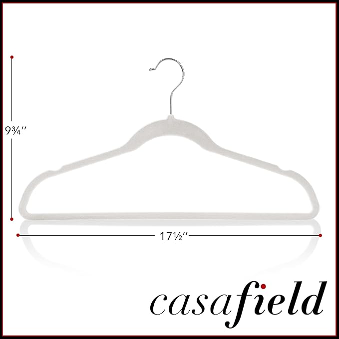 Casafield 50 Ivory Velvet Suit Hangers - Space-Saving Non-Slip Clothes Hanger