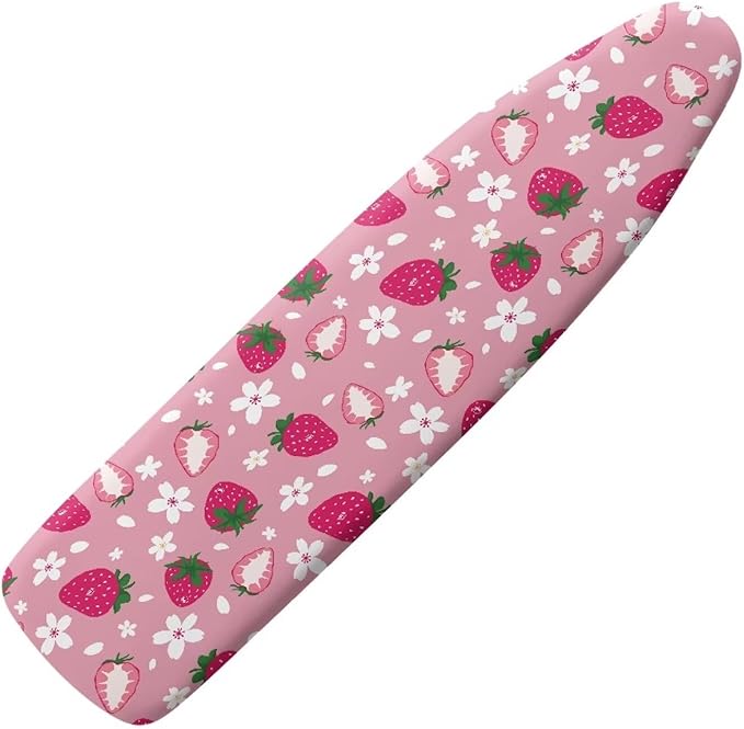 GLENLCWE Pink Strawberry Ironing Board Cover with Hook and Loop,Women Cute Mushroom Print Ironing Board Cover Thick Replacement with Elastic Edge for Home