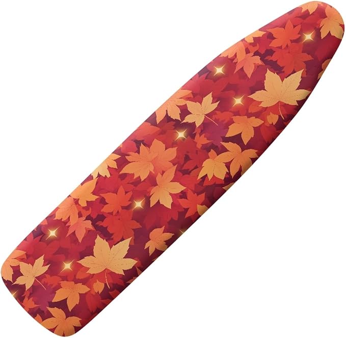 Thanksgiving Ironing Board Cover and Pad Maple Leaf Print Stain Resistant Ironing Pad for Table Ventilate Duty Thick Padding with Elastic Edge 54x15 inches