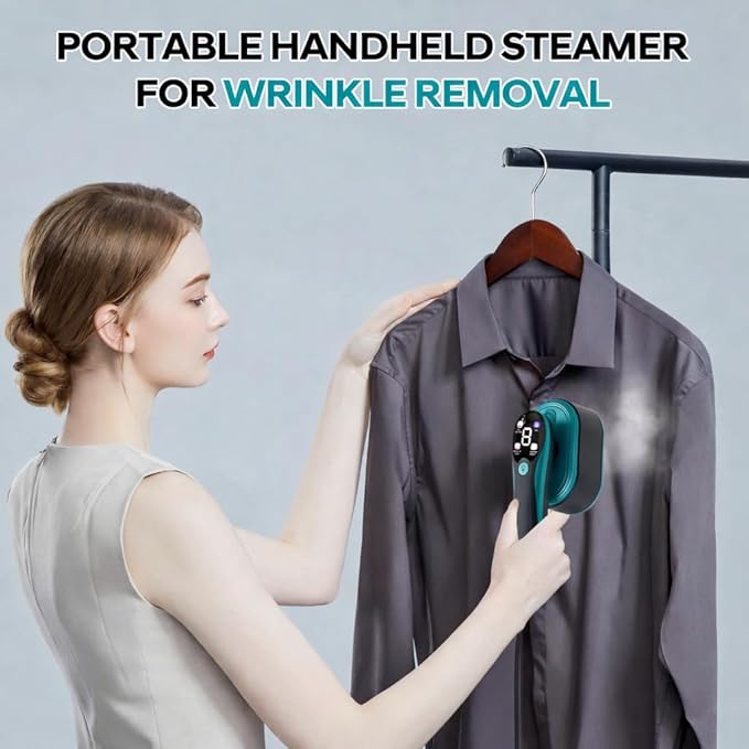 Travel Steamer for Clothes 1200W Powerful Wrinkle Remover, 2 in 1 Clothes Steamer & Steam Iron, 10-Second Heat Up, Lightweight & Compact Portable Iron for Home & Travel