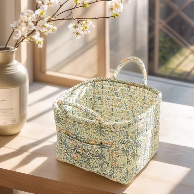 Floral Fabric Storage Basket Car Interior Storage Basket Underwear Sundries Laundry Baskets Supplies Home Organizer Bag (style 7)