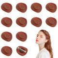 12 Pcs Mini Cowboy Hat Clips Plastic Cowgirl Hat Hair Clip for DIY Home New Year Anniversary Birthday Decor Brown