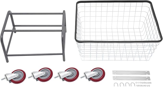 Steel Wire Laundry Cart, 110lbs Heavy Duty Commercial Laundry Basket Cart Laundry Hamper Organizer Laundry Basket with Hanging Rack & Removable for Homes Hotels & Bathrooms (20 x 15.7 x 26 inch)