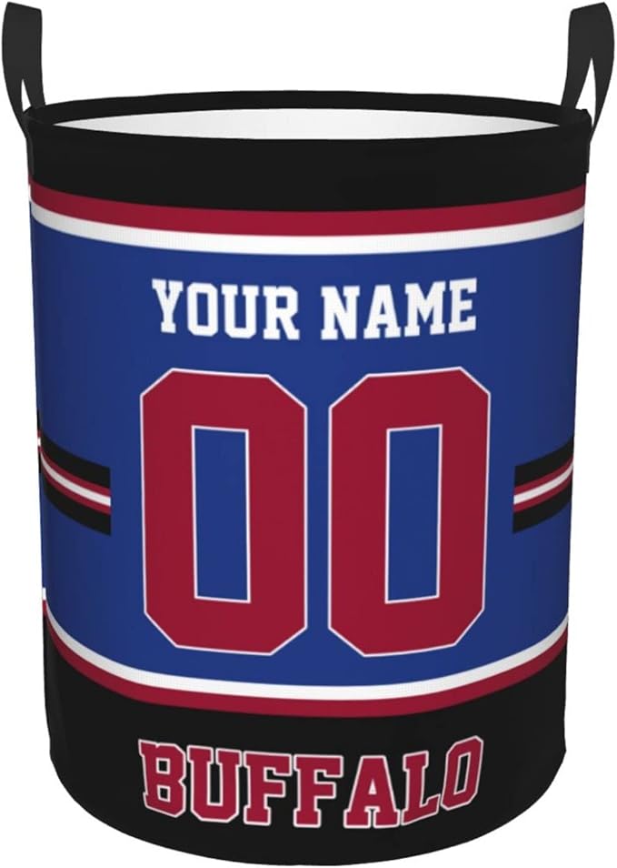 Custom Buffalo Laundry Hamper Personalized Laundry Basket Customized Name And Number Collapsible Storage Basket for Bedroom Bathroom Living Room Gifts