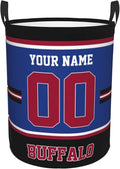 Custom Buffalo Laundry Hamper Personalized Laundry Basket Customized Name And Number Collapsible Storage Basket for Bedroom Bathroom Living Room Gifts