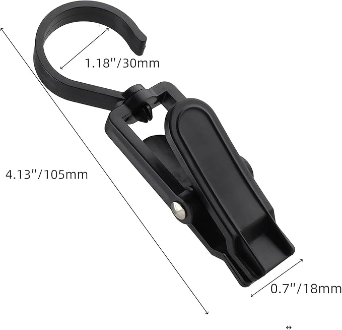 10 PCS Laundry Hooks with Clips，Clothes pins，360° Rotating Hook Clips, Hangers Clip Socks Curtain Towels Bathroom Closet Kitchen Office (biack)