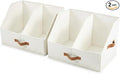 Trapezoid Storage Bin - EXTRA LOAD & HEIGHT FOR DEEP Closet Organizers And Storage W/ Handles & Adjustable Dividers, Collapsible Storage Bins For Clothes Storage & Shelf Organizer (2pcs, Large, Ivory)