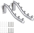 Folding Wall Mount Clothes Hanger Metal, 2 Pack Laundry Hanger Drying Rack Foldable with Swing Arm 180°Rotation Stainless Steel Retractable Wall Mounted Bathroom Clothes Rack Balcony Coat Hooks