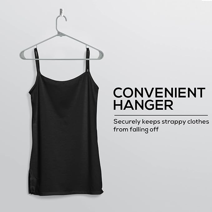Utopia Home Plastic Hangers 50 Pack - Space Saving Clothes Hanger - Durable & Strong Closet Organizers and Storage with Built-in Strap Hooks - Essential for Shirts, Pants, Skirts & Coats (Black)