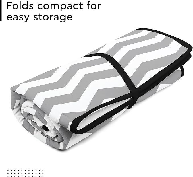 Encasa XO Ironing Mat/Pad (Large 48"x28") with 3mm Padding & Silicone Iron Rest for Steam Pressing on Tabletop or Bed - Heat Resistant, Portable, Quilting & Travel Blanket - Zig Zag