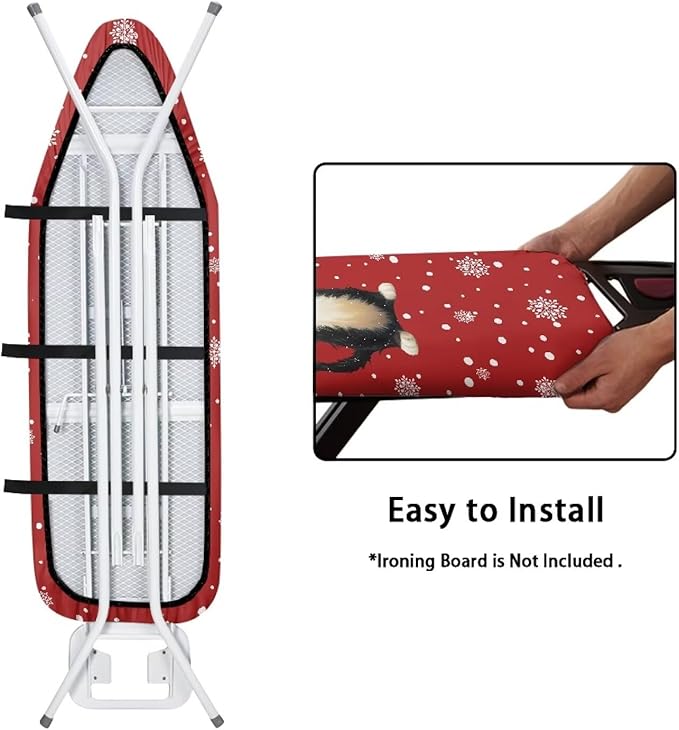 GLENLCWE Christmas Themed Ironing Board Cover with Hook and Loop Stay in Place Iron Board Cover Replacement Protector with Elastic Edge Christmas Decorations