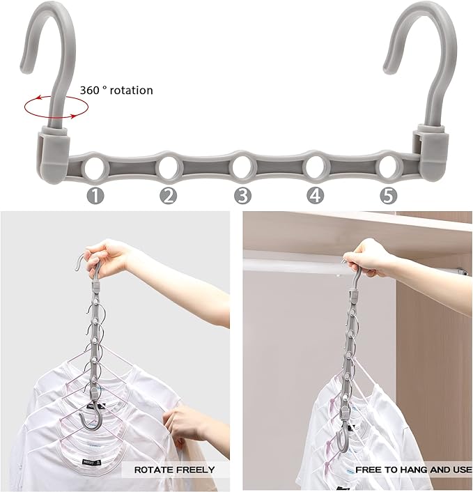 12 Pack College Dorm Room Essentials for Girls Guys, Closet Organizers and Storage, Stronger Space Saving Hangers Clothes Hanger with 5 Holes Closet Storage for Heavy Clothes,Magic Home Organization