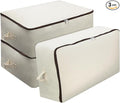 Omygarden 3 Pack Clothes Storage Bag Organizer with Sturdy Zipper for Quilts, Sweaters, Beddings, Blanket, Blouses and More, Beige