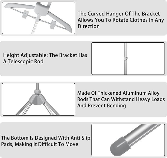 Steamer Stand Telescopic Garment Steamer Rack Height Adjustable Clothes Steamer Holder Foldable Garment Steamer Clothes Rack Portable Standing Garment Hanger with Non Slip Mat for Home Steam