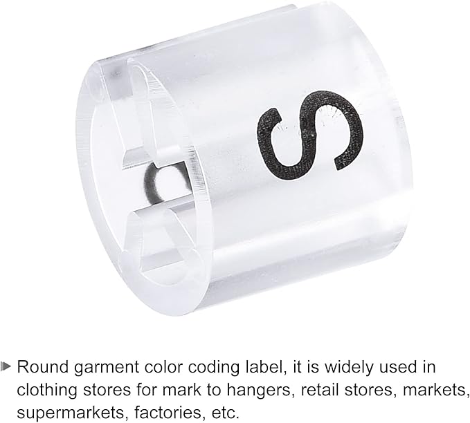 MECCANIXITY Clothes Hanger Marker 6 Size Fit 3.5mm Rod for Garment Color Coding Clear Count 180