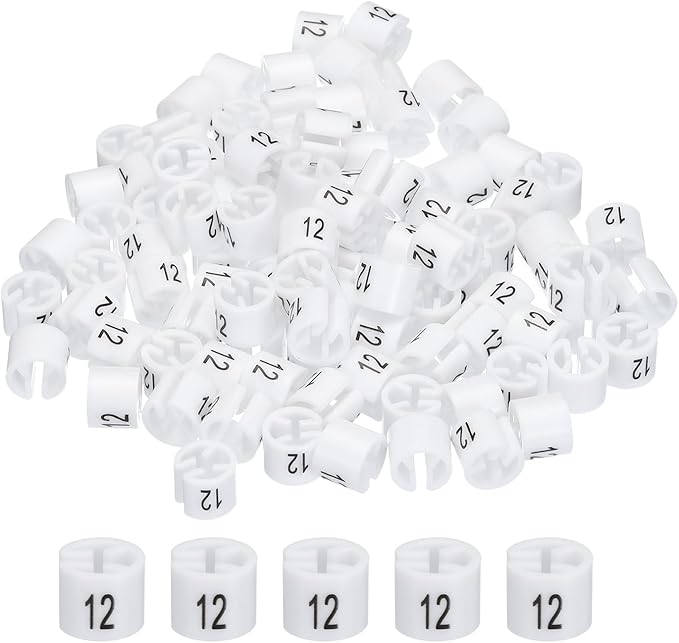 MECCANIXITY Clothes Hanger Marker Colored Hanger Sizer Garment Markers Tag (Number 12, White) for Garment Clothing Color Coding, Pack of 150 Pcs