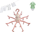 Rogess Octopus Drying Hanger, Clothes Drying Hanger with Clips, Sock Hanger for Drying, 8-Claw Octopus Hanging Dryer with 16 Clips Small Hanger, Travel, Indoor Outdoor use (Pink)