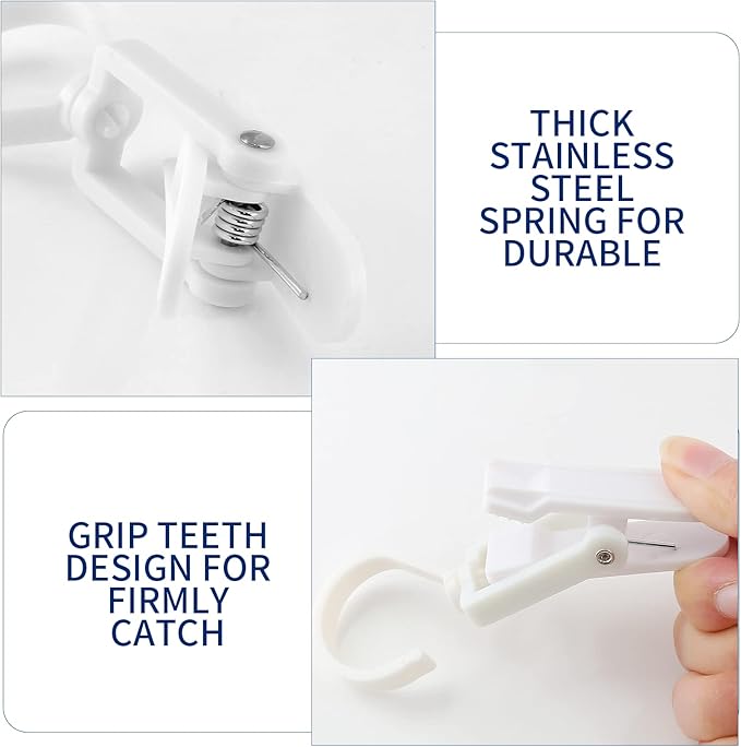 10 PCS Laundry Hooks Clip, Plastic Clothes Pins, Super Strong Hanger Clips, Swivel Hooks Clip for Clothing Store Home Office & Workshop, White