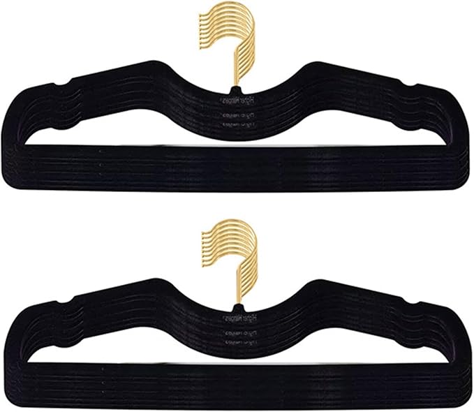 Velvet Hangers 50 Pack, Ultra Slim & Short Neck Hanger, 360 Swivel Hook, Space Saving Durable Non-Slip Felt Hangers,Black b