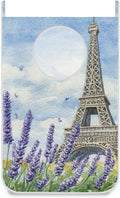 Hanging Laundry Hamper with Stainless Steel Hooks,Oxford Fabric Printing Door Laundry Clothes Bag, 29.5X20inch 1PCS Lavender Eiffel Tower Watercolour Blue