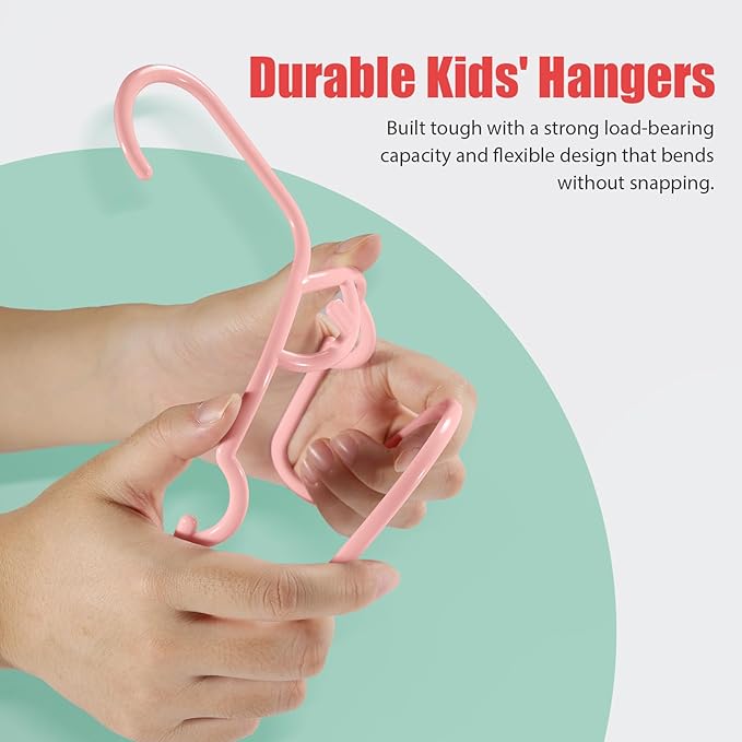 Plastic Baby Hangers 60 Pack, Pink Stackable Baby Clothes Hanger Stackable Kids Plastic Hanger(11.4") for Toddler & Newborn Child Durable Hangers for Closet