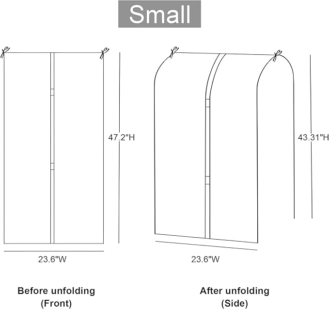 Clothes Rack Cover - Garment Rack Cover, Clothes Covers Protecting Dusts, Clear Garment Bags for Hanging Clothes, Closet Cover for Open Closet (Small - 23.6"W x 47.2"H)