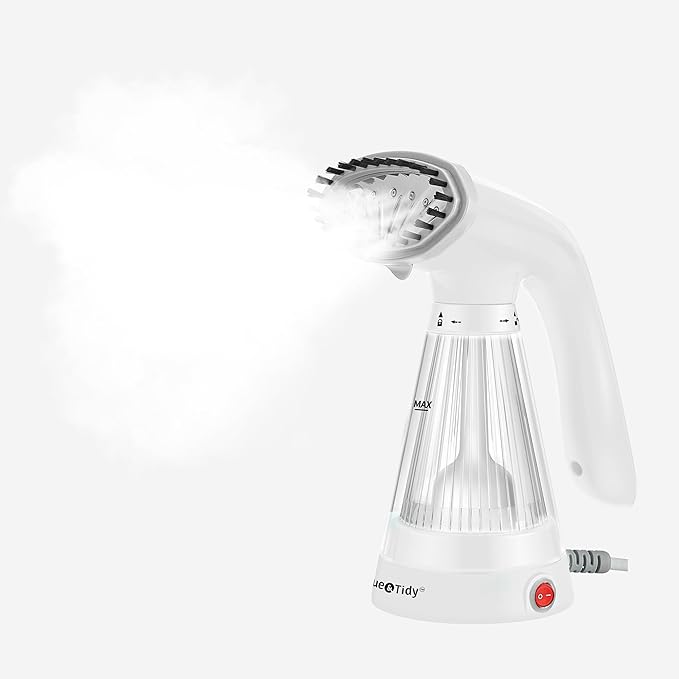 True & Tidy Complete Garment Care Set - Portable & Compact Handheld Travel Steamer with Extra Large Laundry Bag and Lint Roller Bundle (Handheld Steamer Only - White)