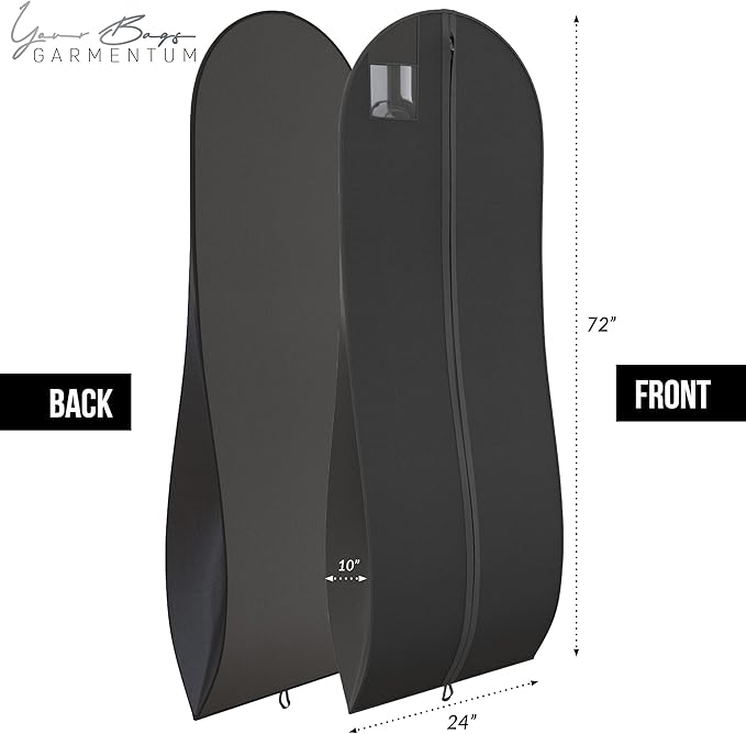 72" Tapered Long Dress Bags for Gowns - Wedding Dress Garment Bag for Dresses - Long Garment Bags for Hanging Clothes & Closet Storage, Dress Bag for Airplane