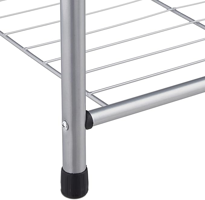 Relaxdays Coat Rack Shelves, 4 Pairs of Shoes, 4 Hooks, 1 Clothes Rail, for Hallway HWD: 173 x 60 x 31cm, Grey, 100% Steel