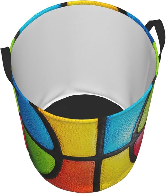 Basketball Texture Colorful Round Laundry Hamper Sport Ball Storage Basket Toys Clothes Organizer Bin For Home Bathroom Bedroom Dorm Nursery, 62l