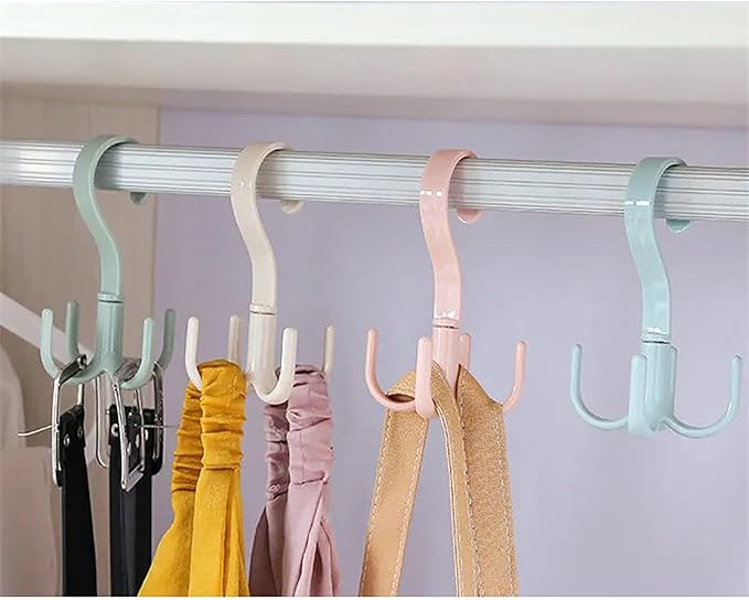 8 Pcs 4 Claws Closet Hangers, Clothes Hanger Connector Hooks 360 Degree Rotatable Thickened Strong Load Closet Hanger Hook for Clothes Hats Bags Random Color