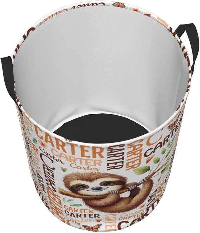 Personalized Sloth Laundry Basket For Baby Kids Boys Girls Adult Custom Hamper Basket With Name For Bathroom Bedrooms Collapsible Baby Laundry Basket, Dirty Clothes Hamper With Handles