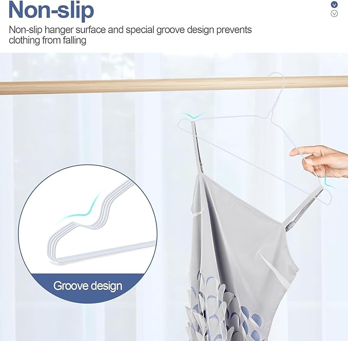 SPECILITE Wire Hangers 150 Pack, Metal Wire Clothes Hanger Bulk for Coats, Space Saving Metal Hangers 16.7 Inch Ultra Thin Non Slip with Groove, for Standard Size Suits, Shirts, Pants, Skirts-White