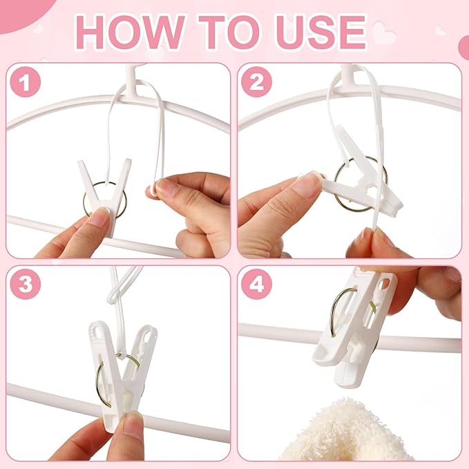 Honeydak 60 Pack Multi-Purpose Laundry Hooks Hanging Clips Bulk with Plastic Rope Hanger Clips for Baby Clothes Closet Organizer for Pants Hat Sock Boot Bra Towel Bathroom Wardrobe Kitchen, White