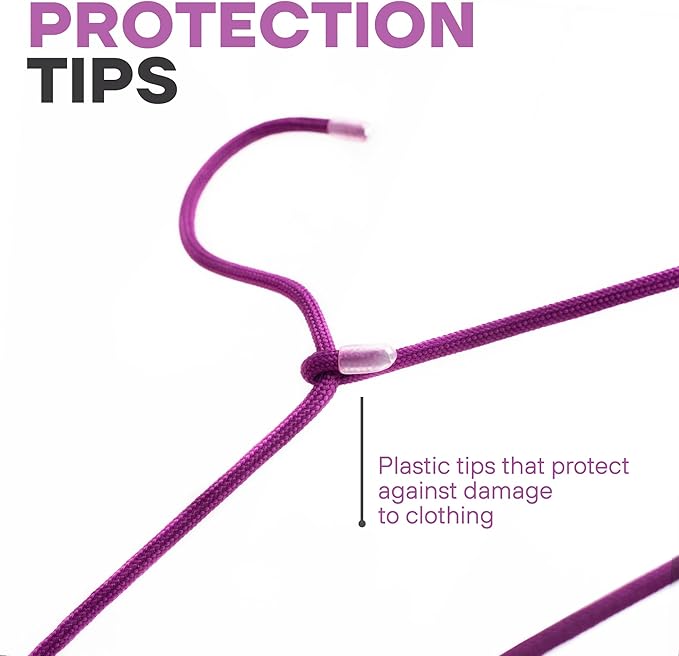 10-Pack of Fabric-Wrapped Metal Hangers Features a Strong Metal Frame, Soft Fabric Coating, Non-Slip Design, preventing Damage, and Providing Secure, Space-Saving Garment Storage. (Purple)
