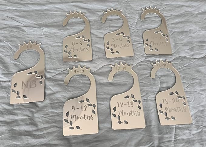 Baby Closet Dividers,Set of 7 Acrylic Mirror Baby Clothes Organizers for Wardrobe Closet Home Nursery from Newborn to 24 Months (Silver Mirror, Model 1)