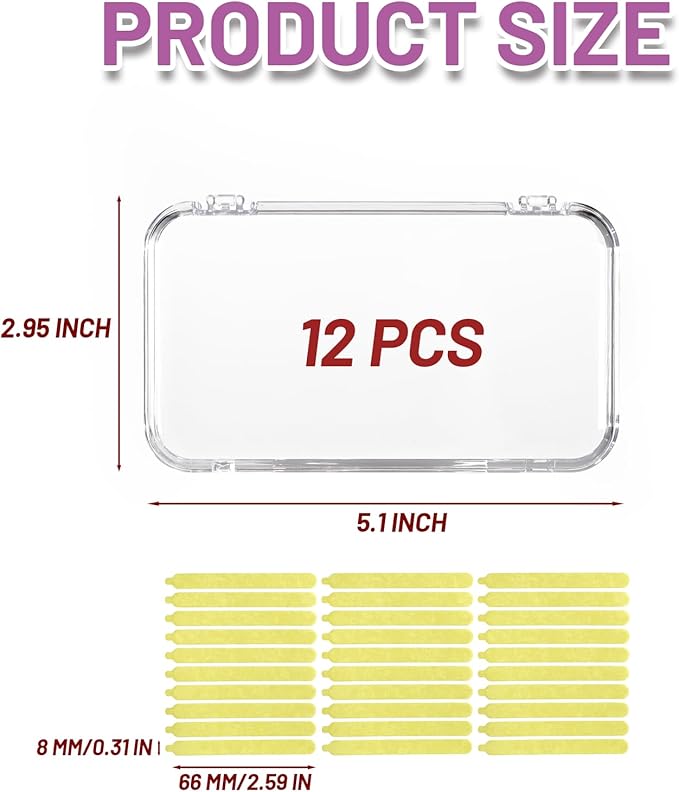 12Pcs Press On Nail Cases Large, 5.1”×2.95” False Nail Packaging Cases with 30Pcs Adhesive Double Sided Tape, Plastic Clear Box for Fake Nails Storage