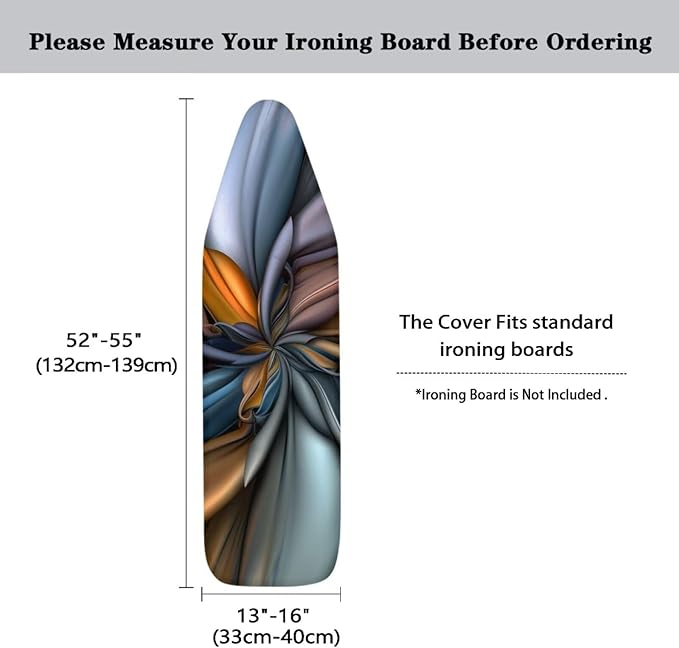 Brown Flower Ironing Board Cover Iron Pad Covers Padding with Elastic Edge Scorch Resistant Protective Replacement Covers for Ironing Board