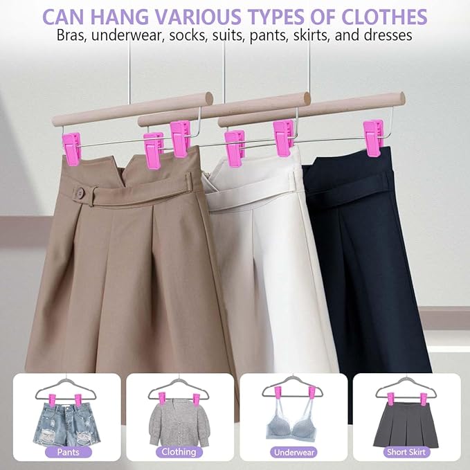 80 Pcs Plastic Baby Hanger Clips Slim-line Finger Clips Set for Clothes Hanger Velvet Hanger (Pink)