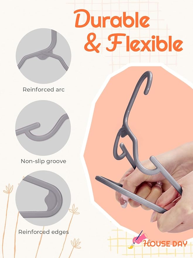 HOUSE DAY Premium Baby Hangers 120 Pack, 11 Inch Kids Plastic Hangers Grey, Slim Childrens Hanger for Infant, Toddler, Child Clothes, Non-Slip Sturdy and Durable Baby Clothes Hanger for Closet
