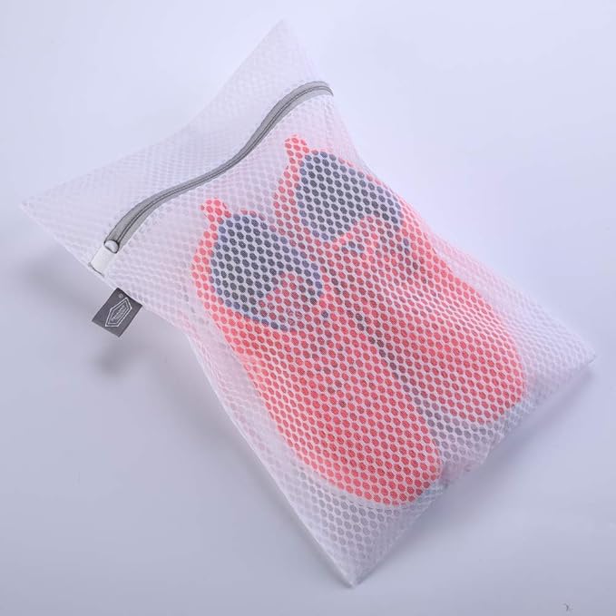 Kimmama Laundry Mesh Wash Bags, Lingerie Bags for Washing Delicates, Mesh Laundry Bags for Washing Machine, White Net, Grey Zipper, 2XL, 2L & 1M