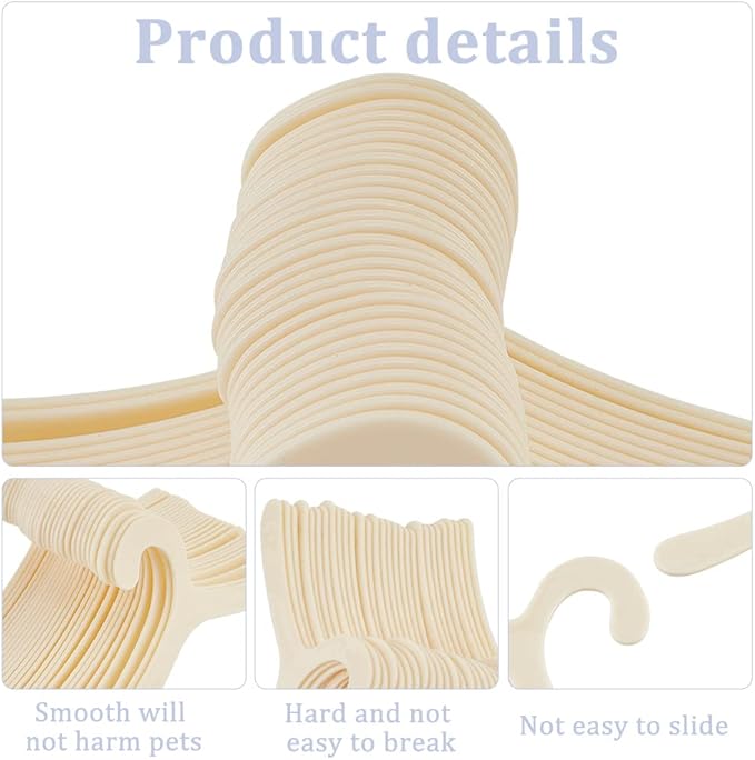 40Pcs Plastic Pet Clothing Hangers, Lemon Chiffon Pet Apparel Hangers for Small Animals, Pet Paw Print Clothes Hangers, 3.46 x 7.40 x 0.07 Inches